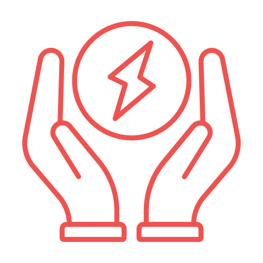 Hands holding energy symbol representing sustainable power solutions.